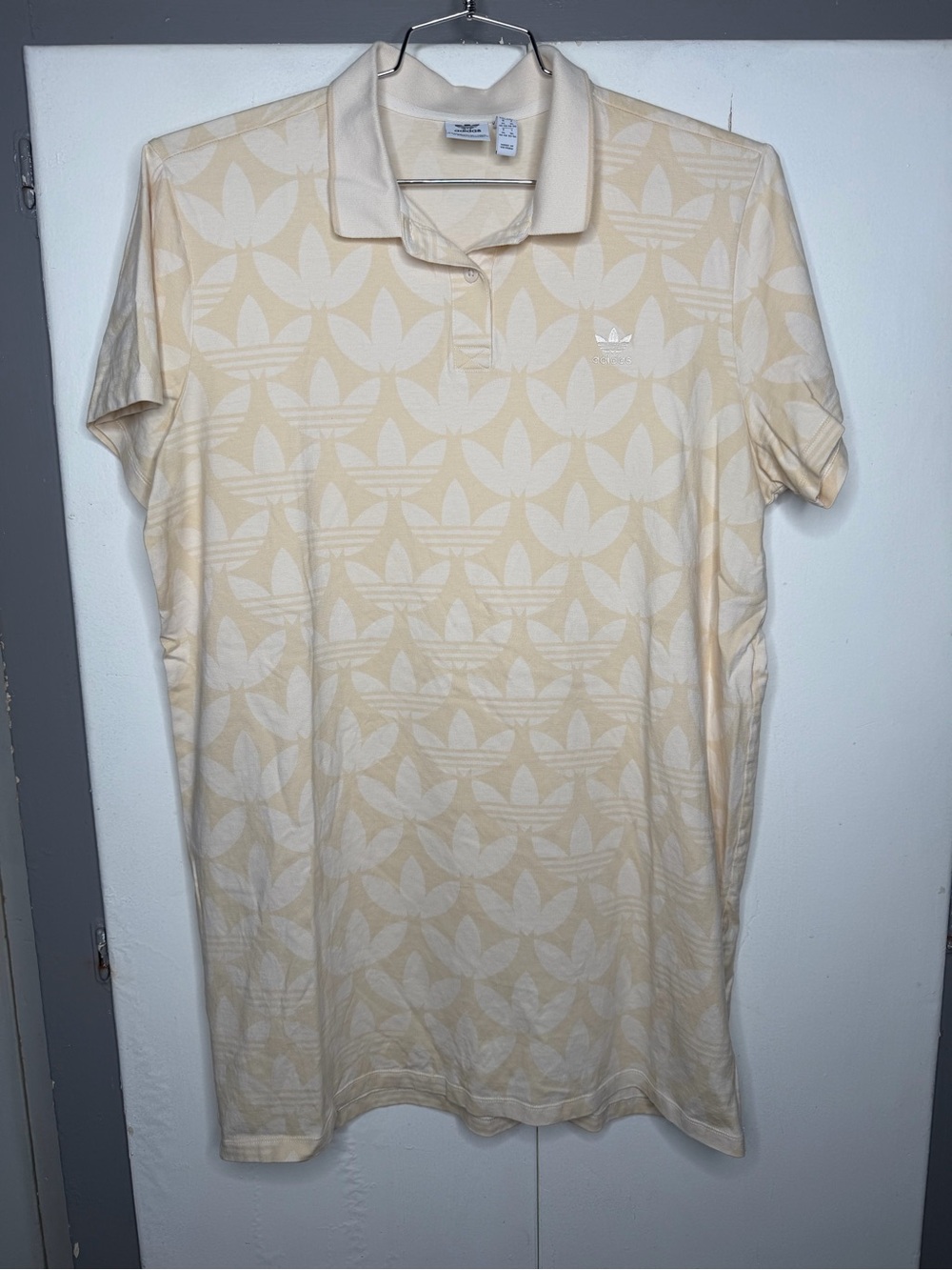 Adidas Women Trefoil Monogram Short Sleeve Polo Dress Size XL Golf Tennis Yellow